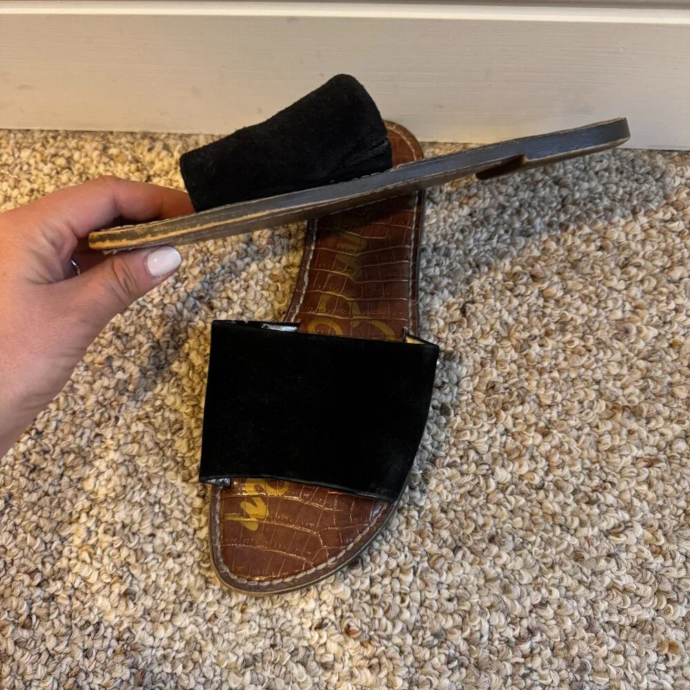 Sam Edelman black slip on sandals with suede strap - women's 9 - Picture 4 of 7